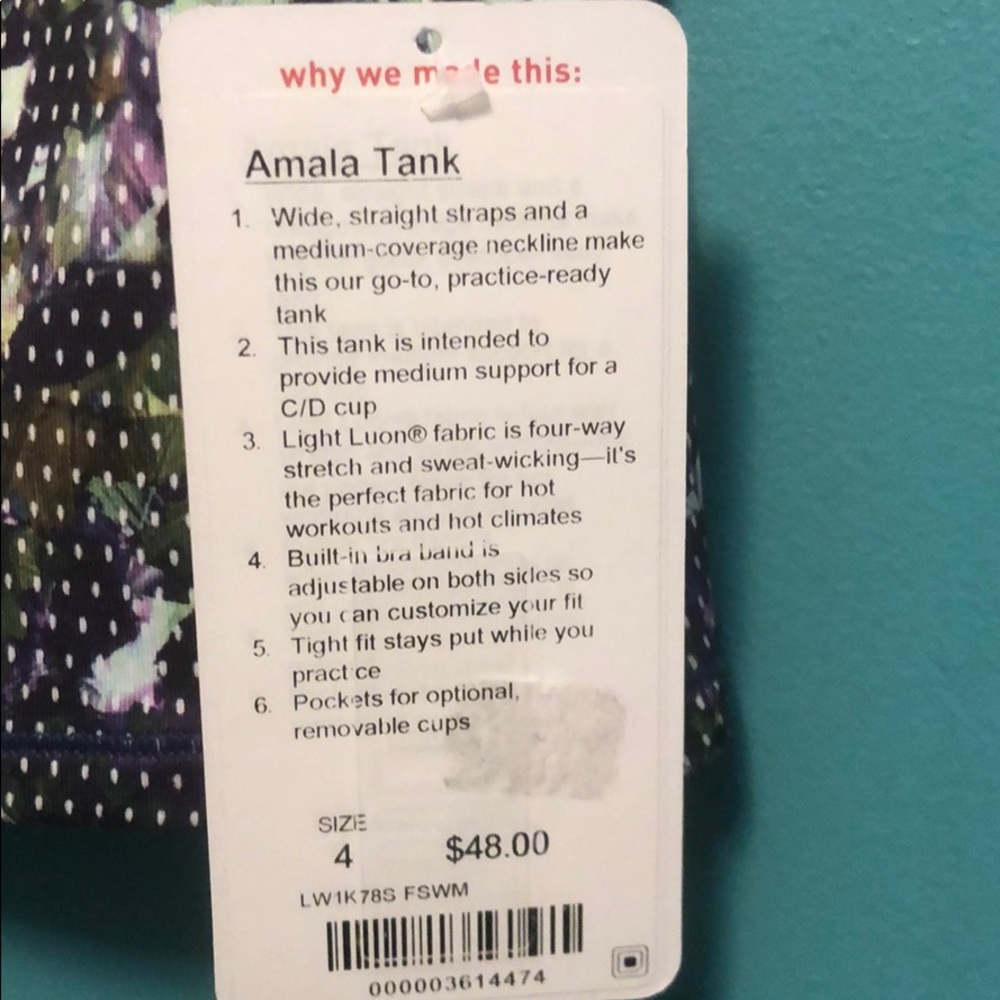 Lululemon Amala Purple Print Tank Top, Size 4 NEW - Picture 4 of 6